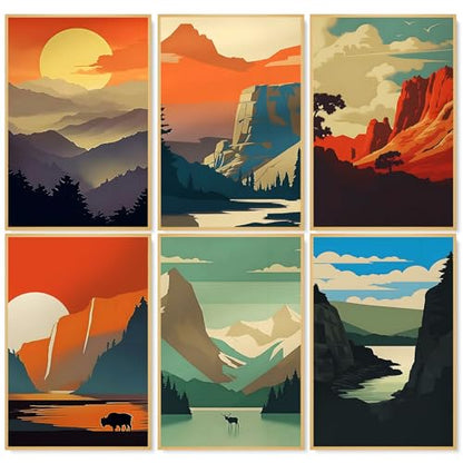 6 Pack Paint by Numbers Kit for Adults, National Park Canvas Painting Set - color: Park-1