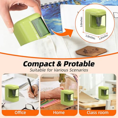 Deli Electric Pencil Sharpener, Battery Operated Portable Pencil Sharpener - color: Green
