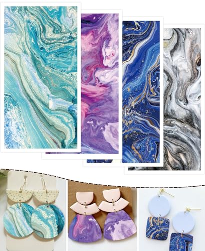Puocaon Polymer Clay Transfer Paper - Fluid Marble Transfer Sheets for Polymer Clay Earrings Jewelry Making