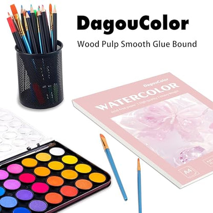 DagouColor Watercolor Paper Pad, 30 Sheets - Butterfly Pink, A4, 2 Pack - color: Butterfly Pink