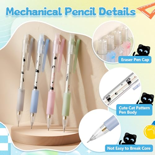11 Pcs 11 Pcs Black Cat Mechanical Pencil Set 0.5 mm, Cat - style: Cat