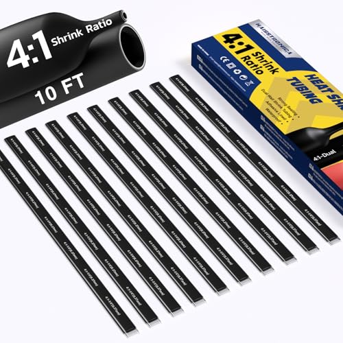 haisstronica 10Ft 4:1 Heat Shrink Tubing Kit 1/4" Black - color: Black, size: 1/4"