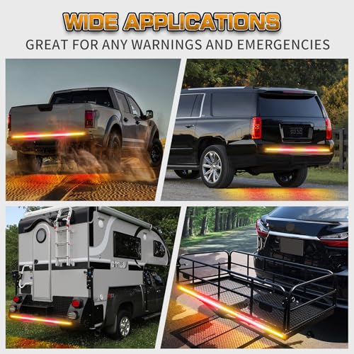 XRIDONSEN 60 inch Tailgate Strobe Lights Strip Amber Red Emergency Lights - color: Amber/Red