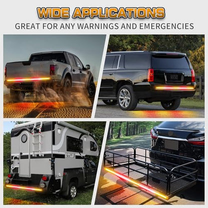 XRIDONSEN 60 inch Tailgate Strobe Lights Strip Amber Red Emergency Lights - color: Amber/Red