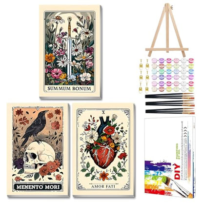 Mandun Tarot Paint by Numbers Kit for Adults, 3 Pack, 7.8x11.8 inch - color: 3 Pack Tarot02