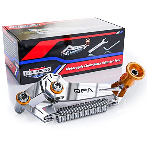 BPA-RACING Motorcycle Chain Slack Adjuster Tool - Innovative Chain Tensioner Tool for Easy, Quick & Precise Chain Slack Adjustment- Chain Alignment Tool (Orange) - color: Orange