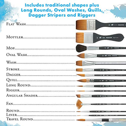 Princeton Aqua Elite Round Travel Brush, Synthetic, Short Handle, Size 10, 1 Count - size: Size 10