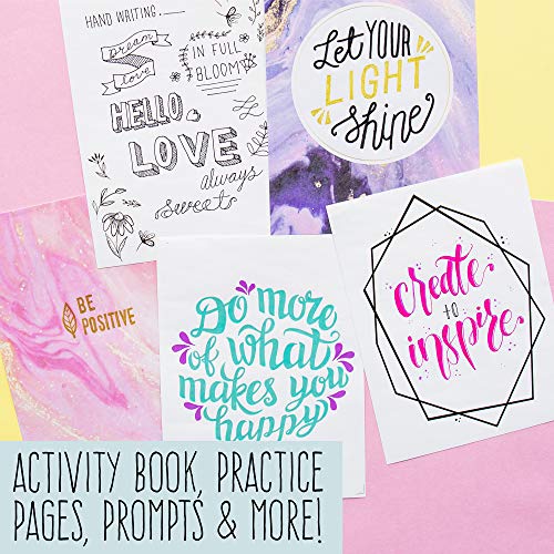 STMT DIY Make Your Mark Hand Lettering Set, Step-by-Step Beginner Modern Calligraphy Hardcover Workbook, Includes Practice Sheets, Stencils, Flexible Fine Tip & Brush Markers, DIY Calligraphy Kit