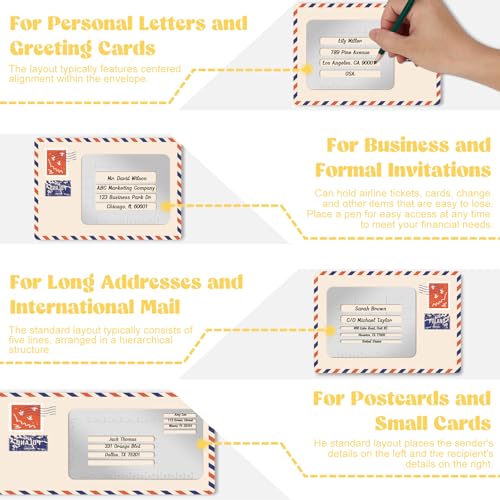5 Pcs Metal Straight Line Stencil Templates Lettering Aid Template for Journaling Lettering & Writing Envelope Addressing Guide Ruler Set with Multiple Sizes Spacing Lines and Storage Pouch
