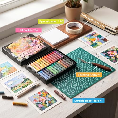 rubens 57 PCS Soft Oil Pastels Kit for Beginner Drawing - color: 24 Colors Set