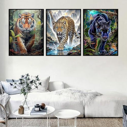 Ekuxom 3pcs Wild Animals Paint by Numbers for Adults Beginner - color: 3pcs Wild Animals