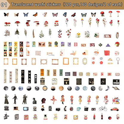 Draupnir 800pcs Vintage Junk Journal Supplies,Scrapbook Supplies Scrapbooking Paper and Stickers Ephemera for Art Aesthetic Journaling Kit Collage - style: Collection