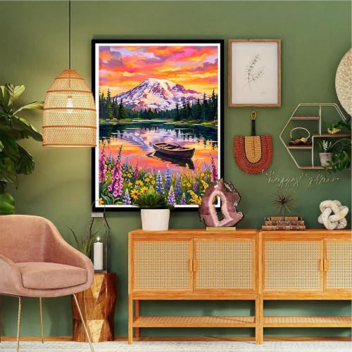 xackcme Mountain Paint by Numbers for Adults - Lake Scenery Paint by Numbe - color: MT22988