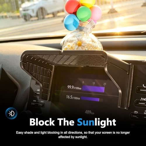 Car GPS Sun Shade, Anti-glare Vehicle Navigator Sunshade Visor, Adjustable Car Visor Display Screen Cover, for 7-12 Inch Car Displays (Black)