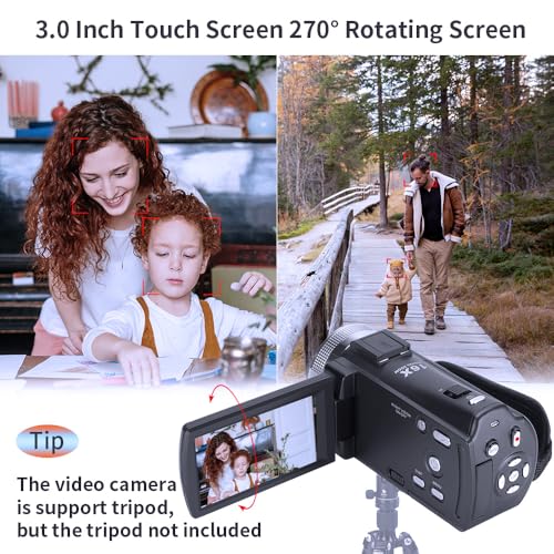 ORDRO V12 1080P Camcorder Night Vision with 16G Card 2 Batteries