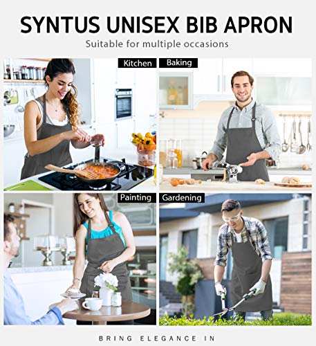 Syntus Apron for Men Women, Adjustable Cooking Kitchen Apron with 2 Pockets - color: Grey Dark, style: 2 Polyester