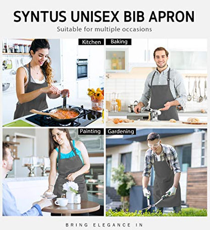 Syntus Apron for Men Women, Adjustable Cooking Kitchen Apron with 2 Pockets - color: Grey Dark, style: 2 Polyester