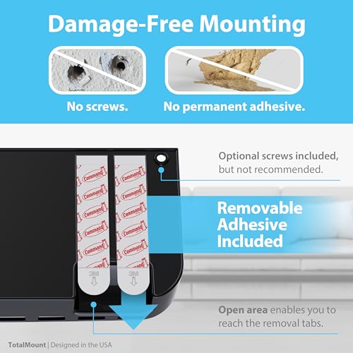TotalMount Drop-Free Remote Holder – Removable Adhesive Strips – Pro Black - color: For 5 Or 6 Remotes – Premium Black