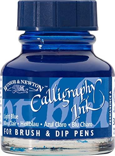 Winsor & Newton Calligraphy Ink, 30ml (1-oz) Bottle, Light Blue - color: Light Blue, size: 1 fl oz
