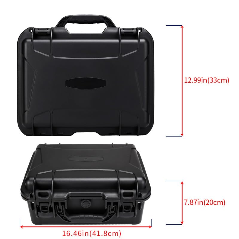 17in Waterproof Hard Shell Case with DIY Customizable Foam Insert (14.6 x 10.2 x 6.7in Interior) - color: Black-17in
