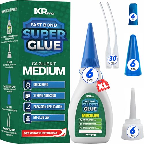 Medium CA Glue, Super Glue, Cyanoacrylate Adhesive, 6 Pcs 1.75oz Repair kit - size: 6 Pack