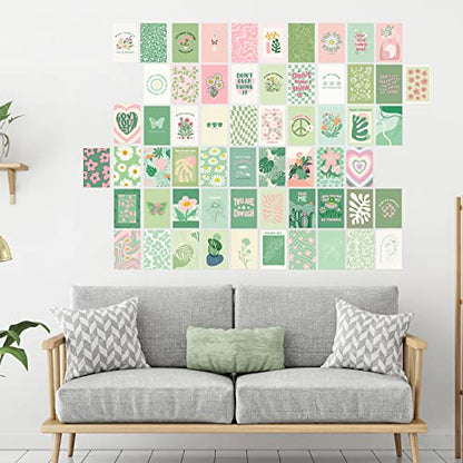 Teling 60 Pcs Wall Collage Kit, Danish Pastel Poster Wall Decor, Green - color: Green