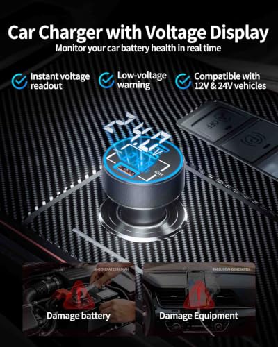 Car Charger USB C, 130W 3-Port Fast Cigarette Lighter USB Charger Adapter