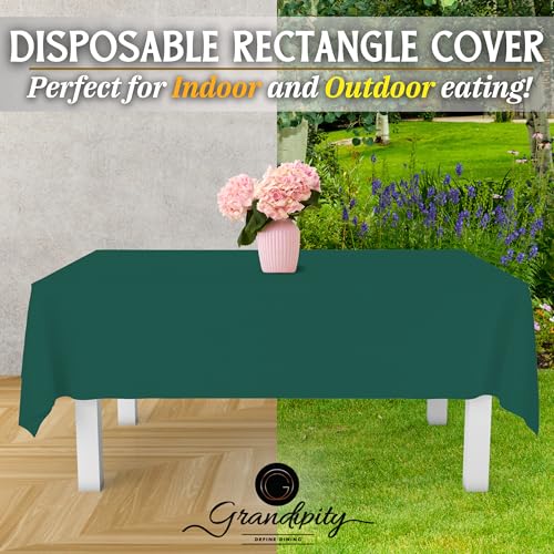 Grandipity Plastic Table Cloth Disposable 12 Pack 54” x 108” Rectangle - color: Dark Green, size: 54in. x 108in. Rectangle