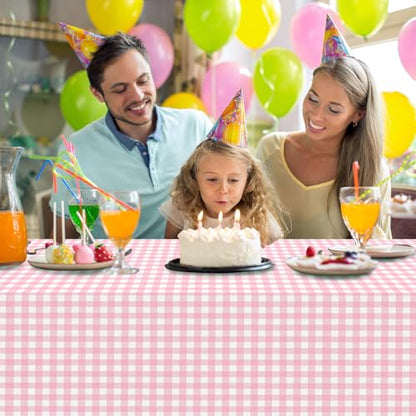 3Pcs Pink Gingham Tablecloths, Checkered Party Table Covers 54x108 In - color: Pink