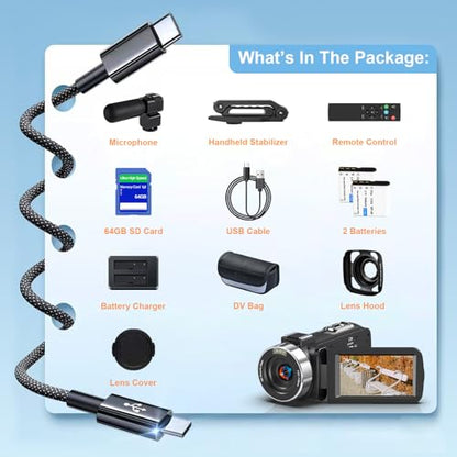 8K 64MP Video Camera Camcorder 18X Zoom WiFi IR Night Vision Camcorders