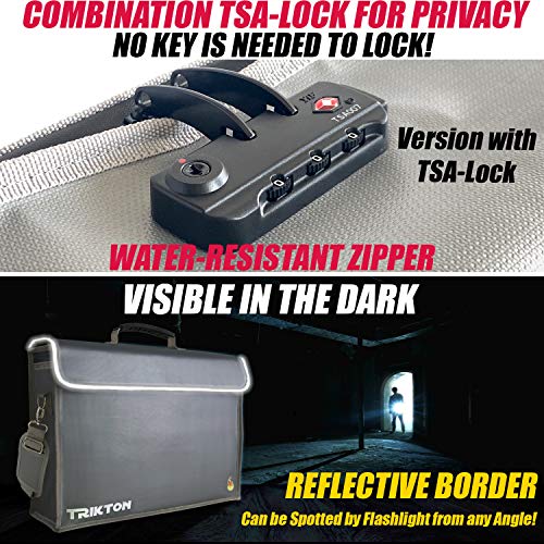Fireproof & Waterproof Document Bag XXL 17.5x13x5 with TSA Lock, High-Viz Design, Flexible Fireproof Bag for A3 & Legal Size Files, Developed by USA Engineers & Firefighters, Travel Ready - color: Silver with Lock