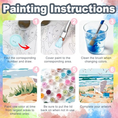 Kalonyth Beach Framed Paint by Numbers Kit for Adults Beginner 8x12 inch - color: Frame-OP-US06