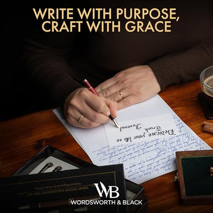 Wordsworth & Black Luxury Bamboo Violet Calligraphy Pen Set, 6 Nibs - color: Violet Wood