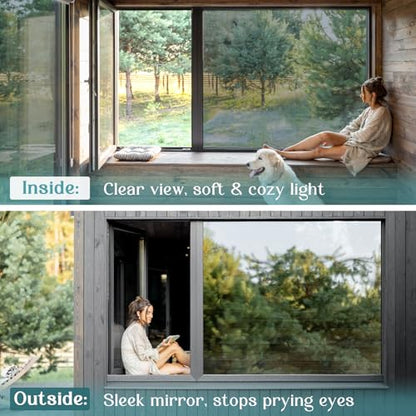 Haton Window Tint for Home, One Way Film, Silver 35.4" x 157.4" - color: Silver Silver, size: 35.4" x 157.4"