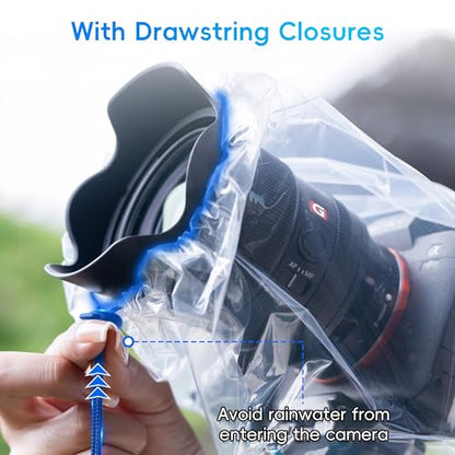 2Pack Camera Rain Cover Clear Waterproof Sleeve for Camera w Lens up to 11" - color: (2Pack)for Most Camera