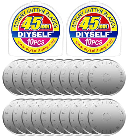 DIYSELF 20 Pack 45mm Rotary Blades, SK7 Rotary Cutter Replacement Blades - color: 20 Pack