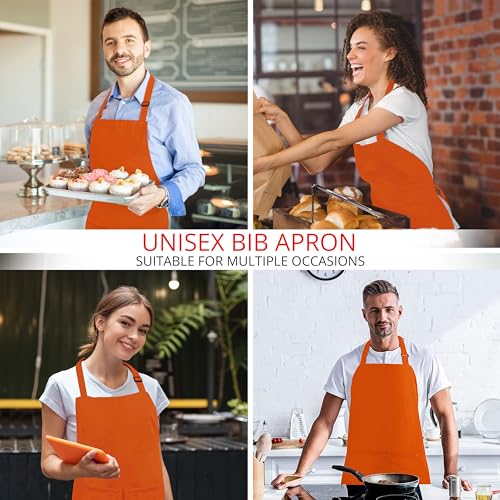 Utopia Kitchen Bib Aprons 10 Pack Adjustable With 2 Pockets - color: Orange