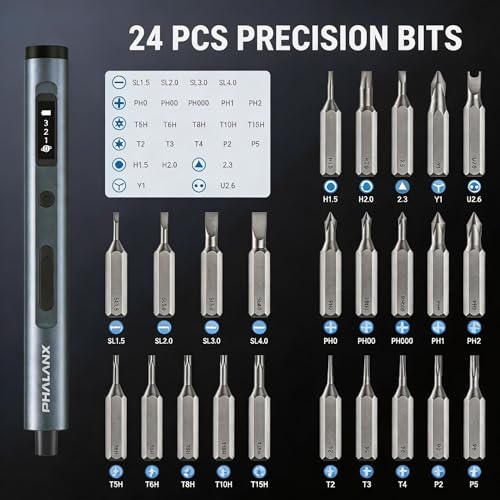 PHALANX 28-in-1 Electric Precision Screwdriver Repair Kit, Cordless, Grey - color: Grey-11