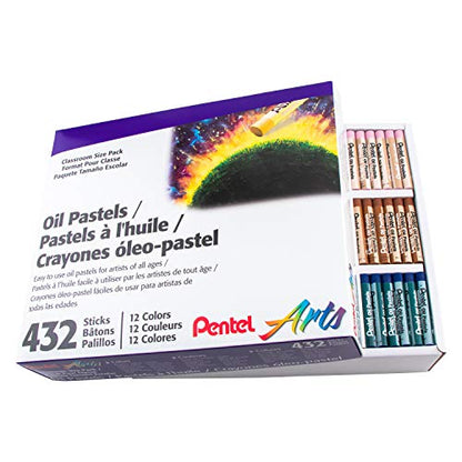 Pentel Arts Oil Pastels - 432 Piece Classroom Size Pack (PHN-12CP2) - size: 324 Count (Pack of 1)