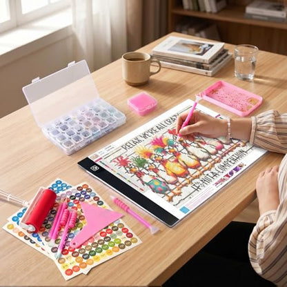 FANGZH A4 Light Pad Diamond Painting Accessories Kit: 179 Pieces, Pink - color: Pink
