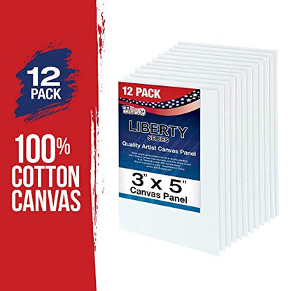 U.S. Art Supply 3 X 5 Inch Art Canvas Board Panels 12 Pack - 8 Ounce - size: 3" x 5"
