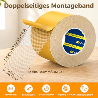 Heavy Duty Double Sided Clear Tape 2.2inX67.26FT Waterproof Strong Adhesive Mounting Tape for Office Fixing and Splicing - size: 2.2inX67.26FT