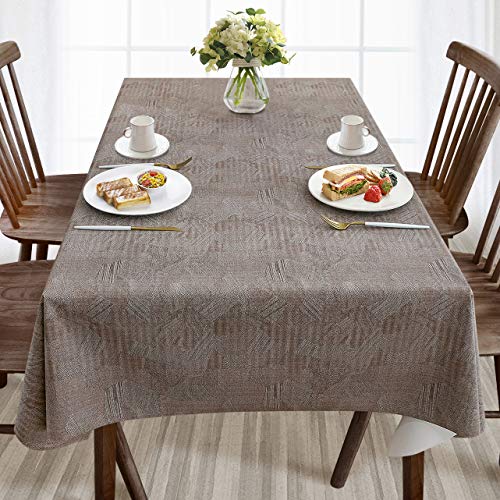 AIRCOWRIE Waterproof Rectangle Vinyl Tablecloths 108x54 Inch - color: Brown, size: 108" x 54" (Rectangular)