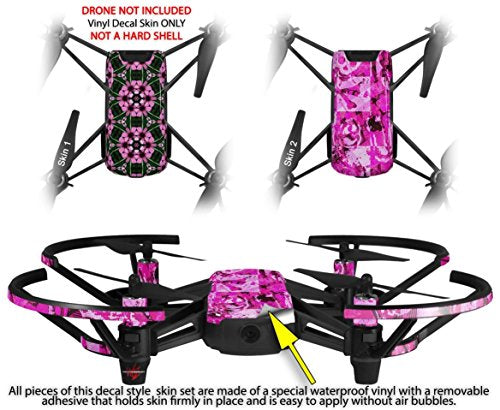 Skin Decal Wrap 2 Pack Compatible with DJI Ryze Tello Floral Pattern Pink Drone NOT Included