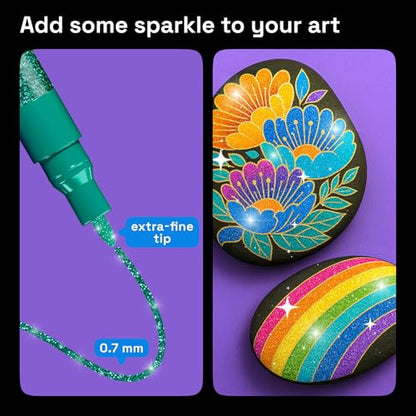 ARTISTRO 12 Glitter Paint Pens for Glass Marking - Extra-Fine Tip - color: Glitter