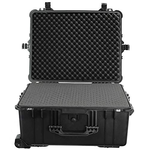 Eylar XL 23.75" Protective Roller Camera Hard Case for Cameras, Drones, Tools, and AV Equipment with IP67 Waterproof, Shock Resistant, and Customizable Foam Inserts (Black)