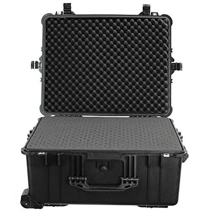 Eylar XL 23.75" Protective Roller Camera Hard Case for Cameras, Drones, Tools, and AV Equipment with IP67 Waterproof, Shock Resistant, and Customizable Foam Inserts (Black)