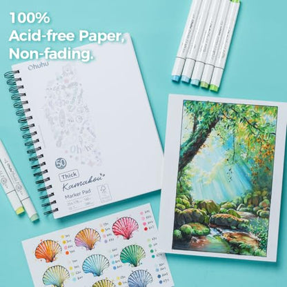 Ohuhu 7"x10" Double-Sided Bleedproof Marker Pad Art Sketchbook 50 Sheets - size: 7" x 10"