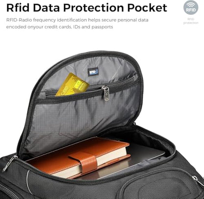 Swissdigital Design Large Travel Backpack For Men， TSA Business Laptop Backpack With Finder color random| J16BTBT013-01 - color: Black/Finder Keychain