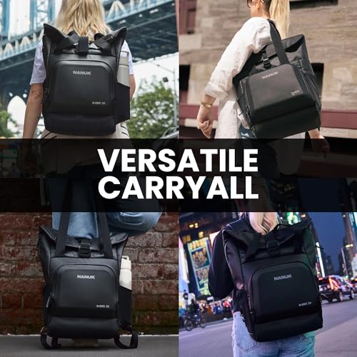 NANUK N-EDC 20L Tote Bag – Water-Resistant Laptop Backpack for Work Travel and Everyday Carry – Convertible Carry-On –Versatile Design, TSA-Ready, Smart Organization – Black - style: N-edc 20l -Black